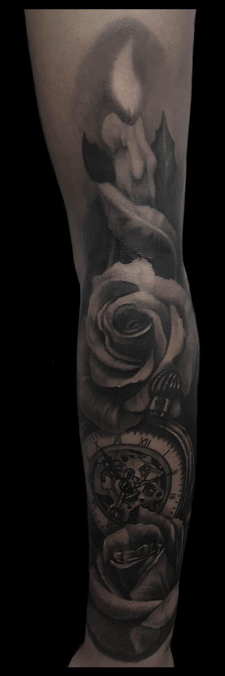 Tattoos - rose and candle - 125317